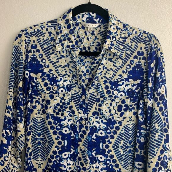 Cabi #422 Blue Jewel Button Down Shirt Dress Small - Picture 4 of 13